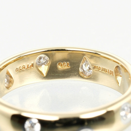 TIFFANY&Co. Ring K18 Yellow Gold, Pt950Platinum, Diamond gold Dots Women Used Authentic