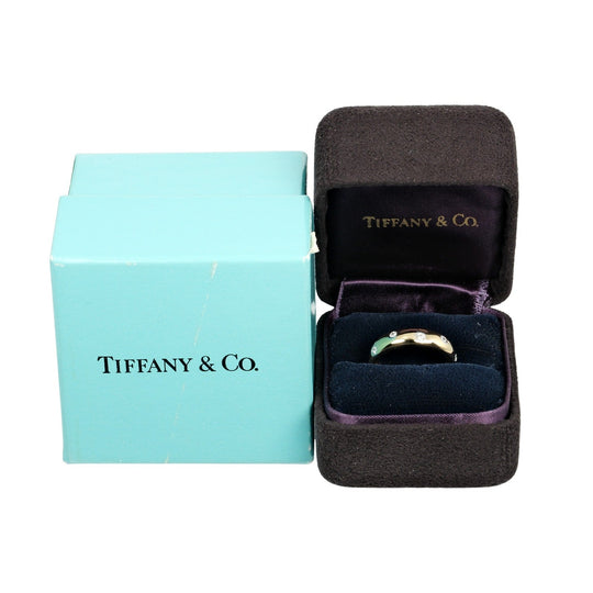 TIFFANY&Co. Ring K18 Yellow Gold, Pt950Platinum, Diamond gold Dots Women Used Authentic
