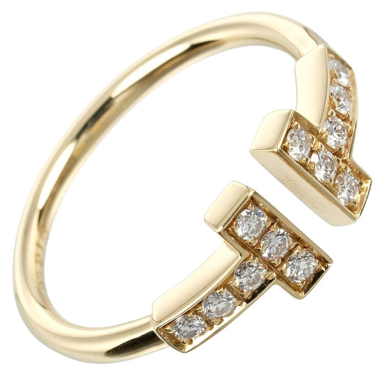 TIFFANY&Co. Ring K18 Yellow Gold, Diamond gold T wire Women Used Authentic