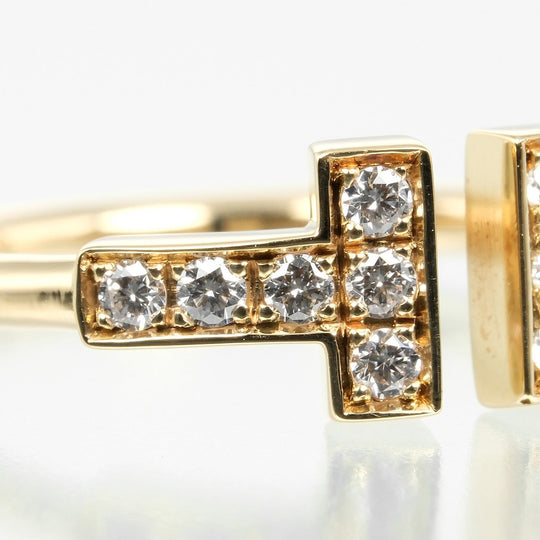 TIFFANY&Co. Ring K18 Yellow Gold, Diamond gold T wire Women Used Authentic