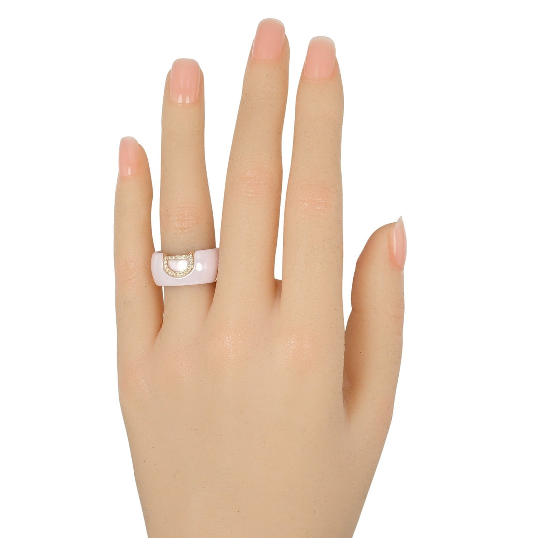 Damiani Ring K18 pink gold, diamond, ceramic pink D icon Women Used Authentic