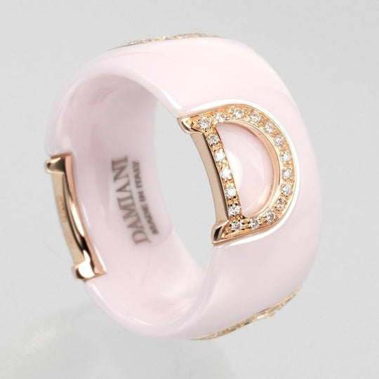 Damiani Ring K18 pink gold, diamond, ceramic pink D icon Women Used Authentic