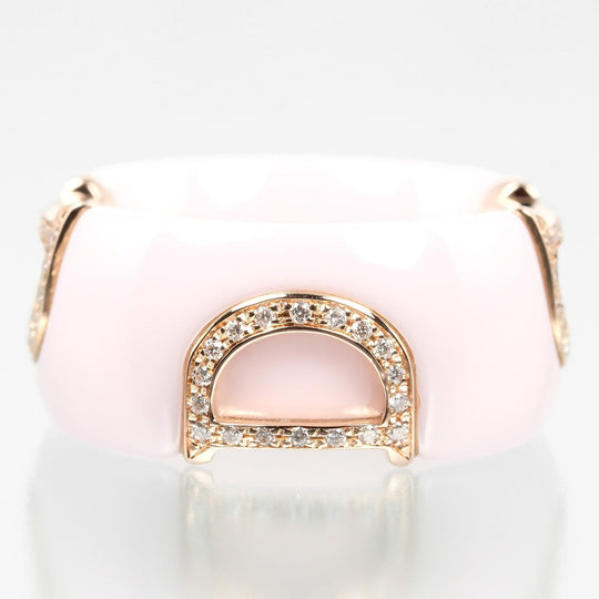 Damiani Ring K18 pink gold, diamond, ceramic pink D icon Women Used Authentic
