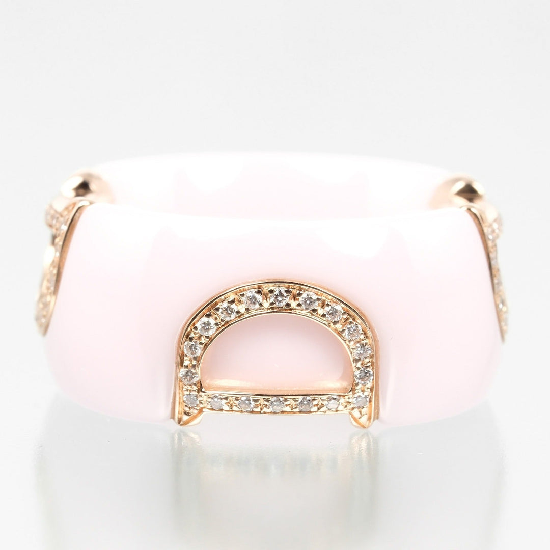 Damiani Ring K18 pink gold, diamond, ceramic pink D icon Women Used Authentic