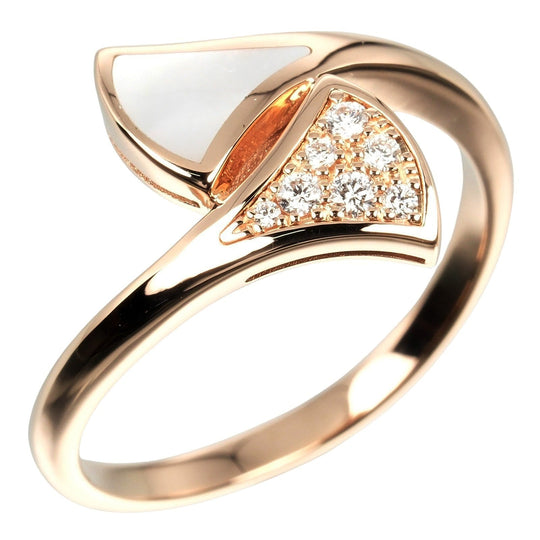 BVLGARI Ring K18 pink gold, diamond, shell gold Diva Dream Women 56 Used Authentic