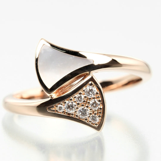 BVLGARI Ring K18 pink gold, diamond, shell gold Diva Dream Women 56 Used Authentic