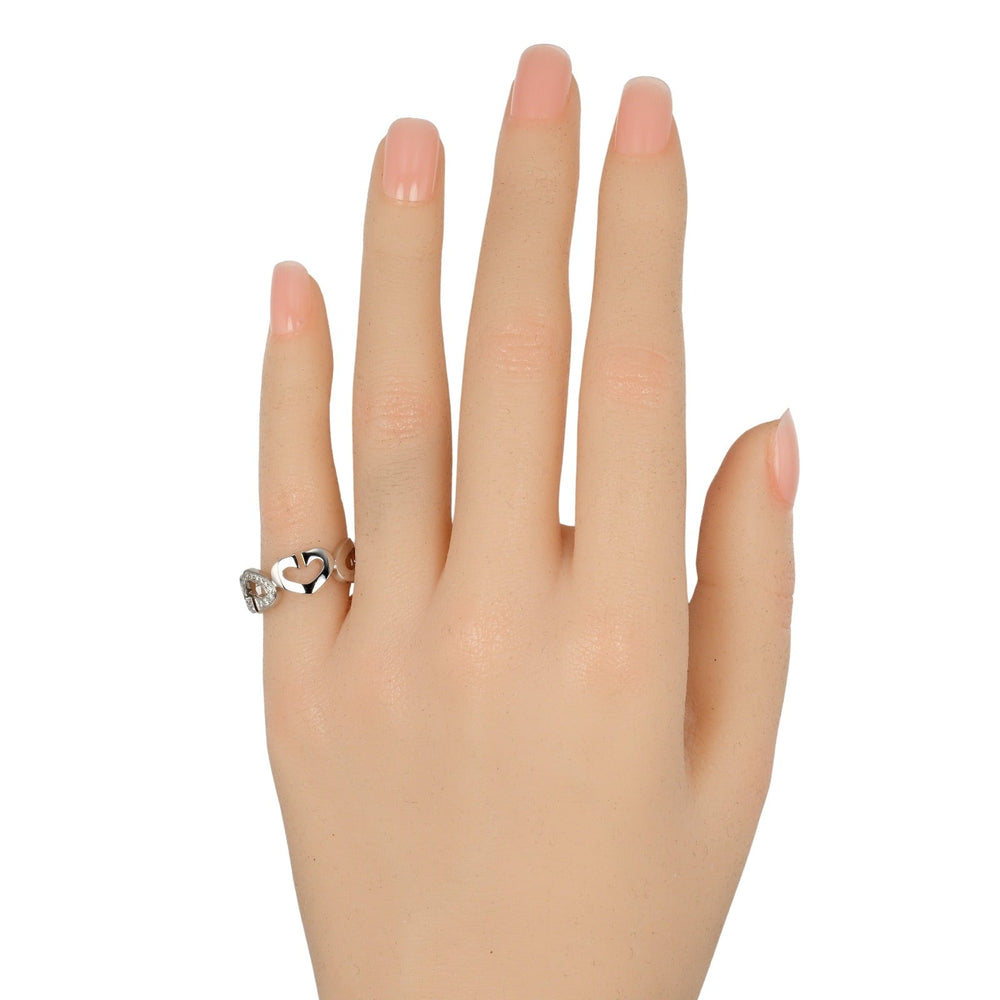 CARTIER Ring K18 White Gold, Diamond gold C heart Women 51 Used Authentic