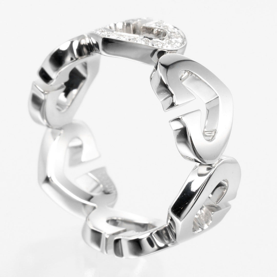 CARTIER Ring K18 White Gold, Diamond gold C heart Women 51 Used Authentic