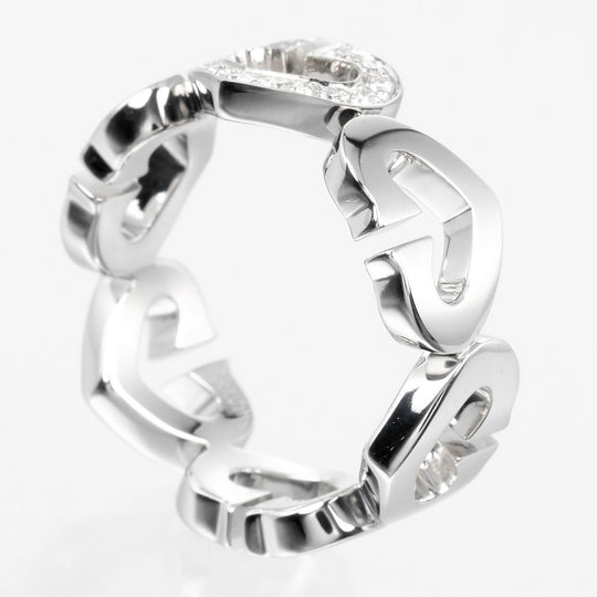 CARTIER Ring K18 White Gold, Diamond gold C heart Women 51 Used Authentic