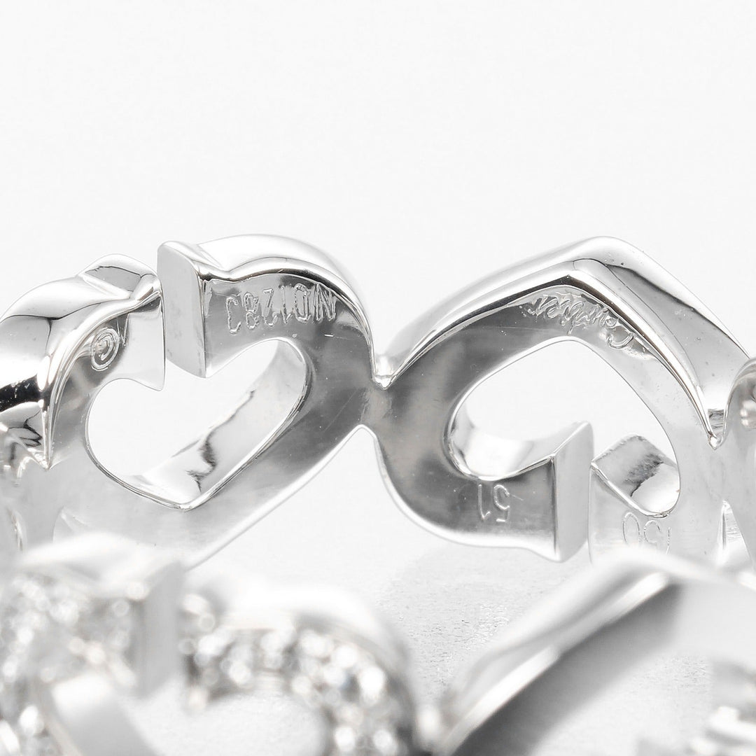 CARTIER Ring K18 White Gold, Diamond gold C heart Women 51 Used Authentic