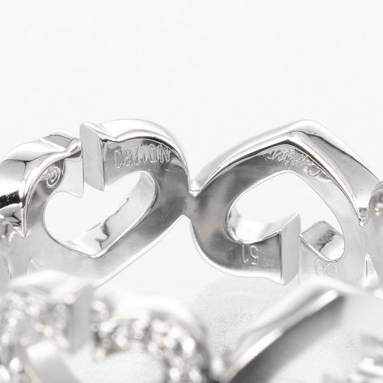 CARTIER Ring K18 White Gold, Diamond gold C heart Women 51 Used Authentic