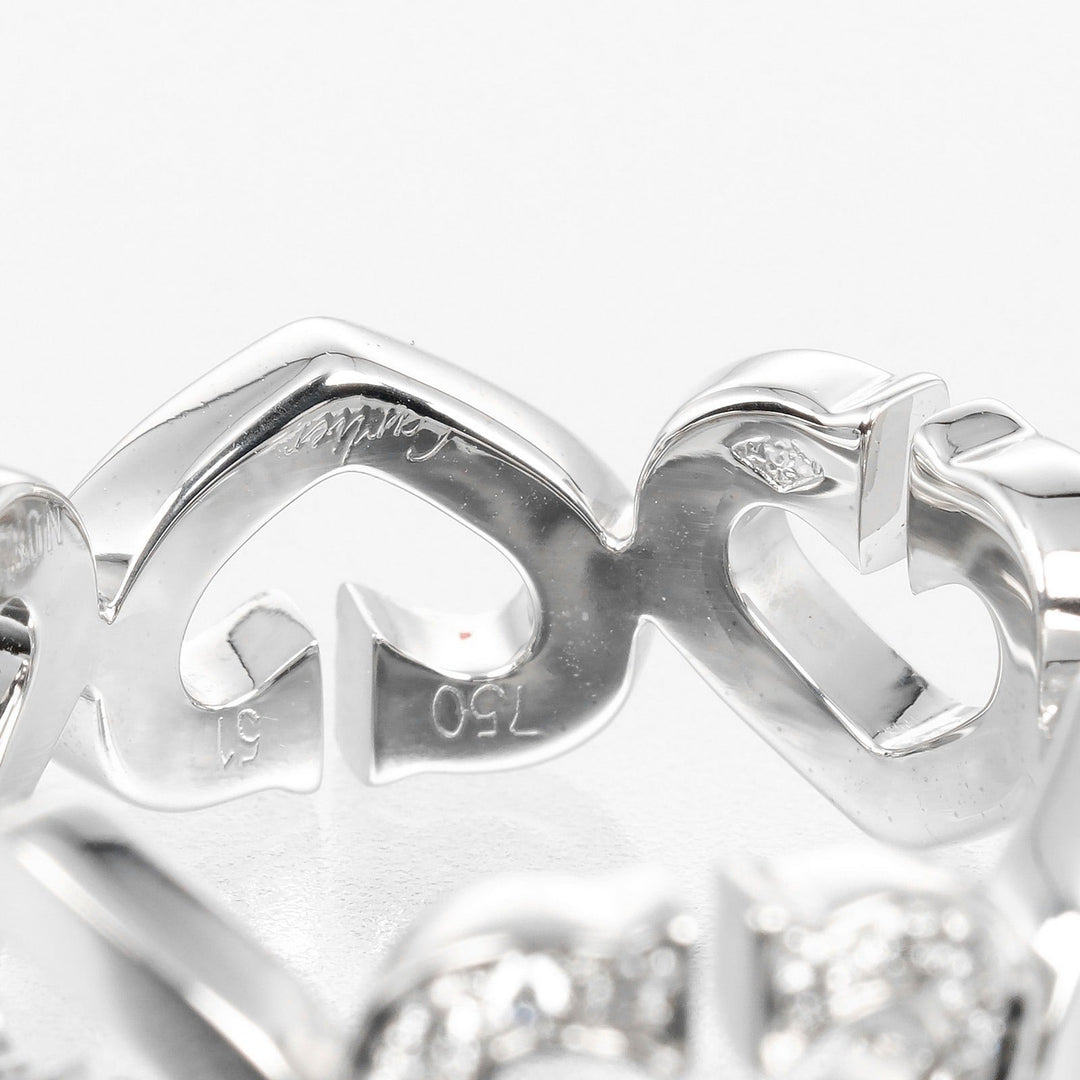 CARTIER Ring K18 White Gold, Diamond gold C heart Women 51 Used Authentic