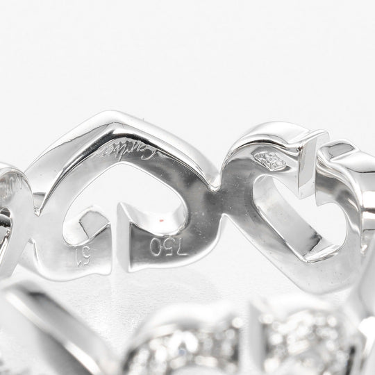 CARTIER Ring K18 White Gold, Diamond gold C heart Women 51 Used Authentic