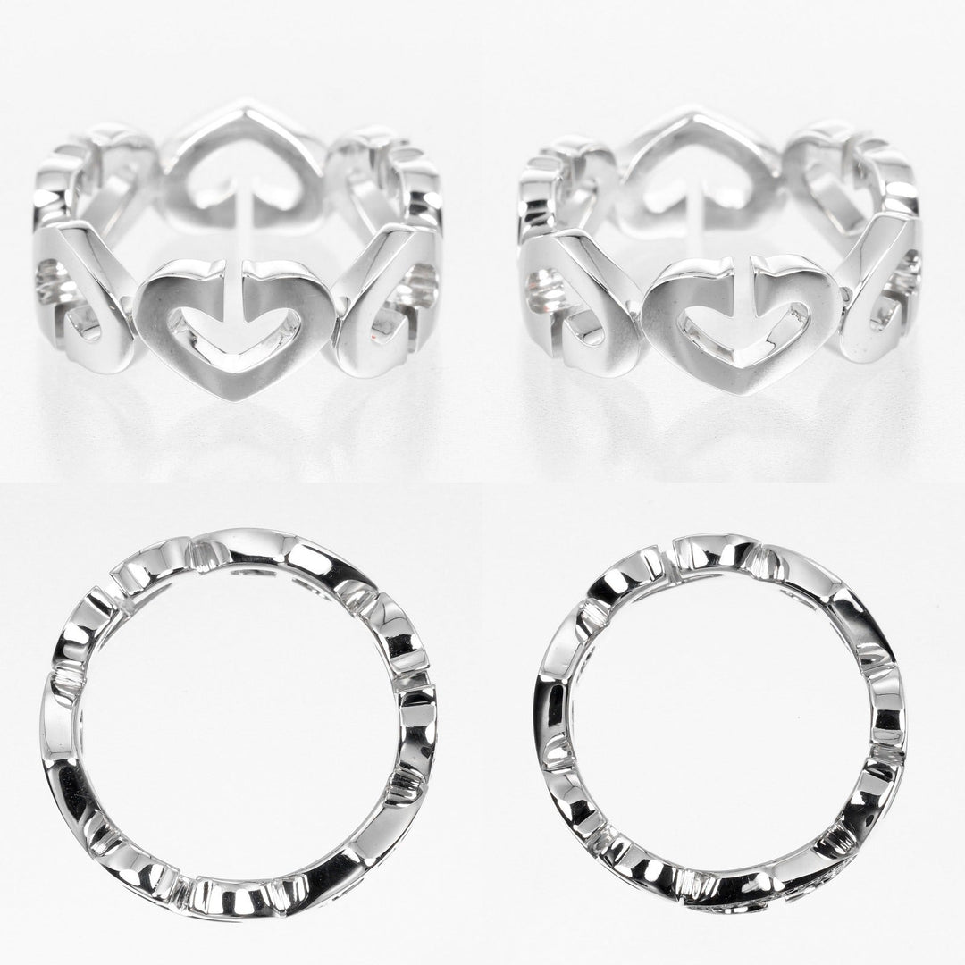 CARTIER Ring K18 White Gold, Diamond gold C heart Women 51 Used Authentic