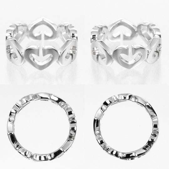CARTIER Ring K18 White Gold, Diamond gold C heart Women 51 Used Authentic
