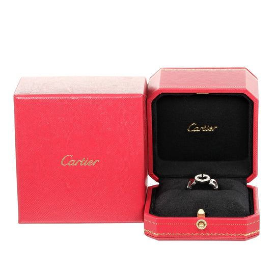 CARTIER Ring K18 White Gold, Diamond gold C heart Women 51 Used Authentic
