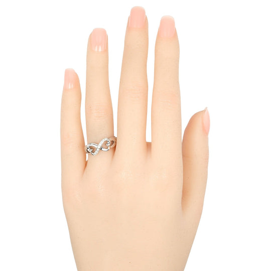 TIFFANY&Co. Ring K18 White Gold, Diamond gold Double Loving Heart Women Used Authentic