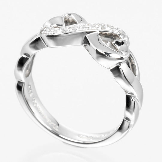 TIFFANY&Co. Ring K18 White Gold, Diamond gold Double Loving Heart Women Used Authentic