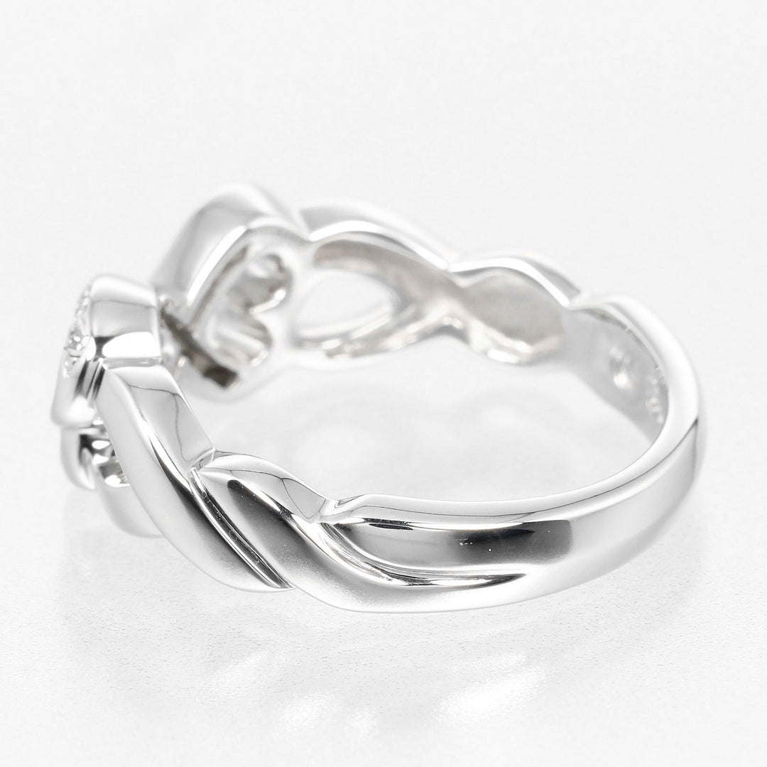 TIFFANY&Co. Ring K18 White Gold, Diamond gold Double Loving Heart Women Used Authentic