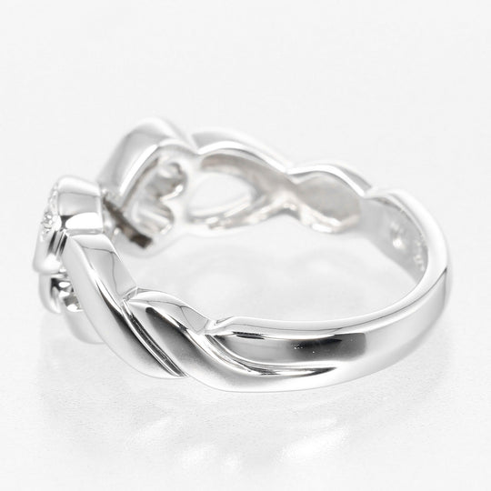 TIFFANY&Co. Ring K18 White Gold, Diamond gold Double Loving Heart Women Used Authentic