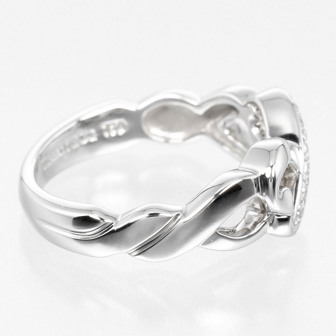 TIFFANY&Co. Ring K18 White Gold, Diamond gold Double Loving Heart Women Used Authentic
