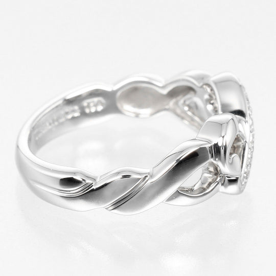TIFFANY&Co. Ring K18 White Gold, Diamond gold Double Loving Heart Women Used Authentic
