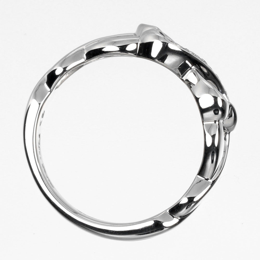 TIFFANY&Co. Ring K18 White Gold, Diamond gold Double Loving Heart Women Used Authentic