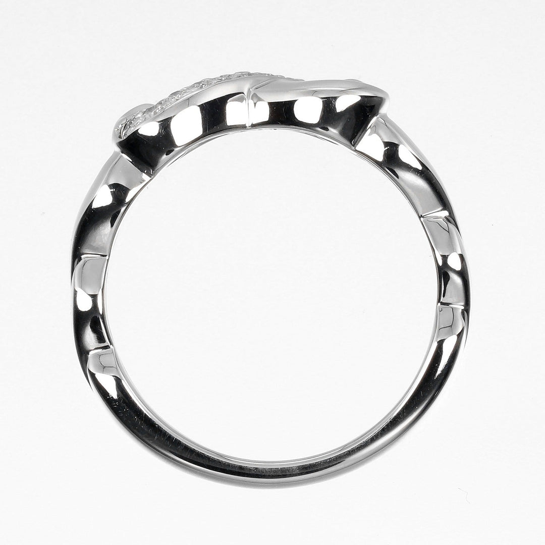 TIFFANY&Co. Ring K18 White Gold, Diamond gold Double Loving Heart Women Used Authentic