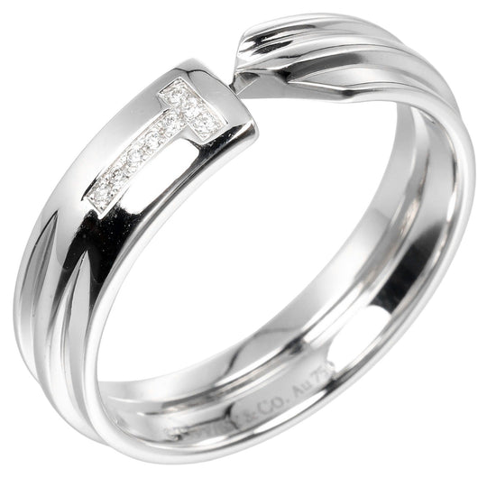 TIFFANY&Co. Ring K18 White Gold, Diamond gold modern key Women Used Authentic