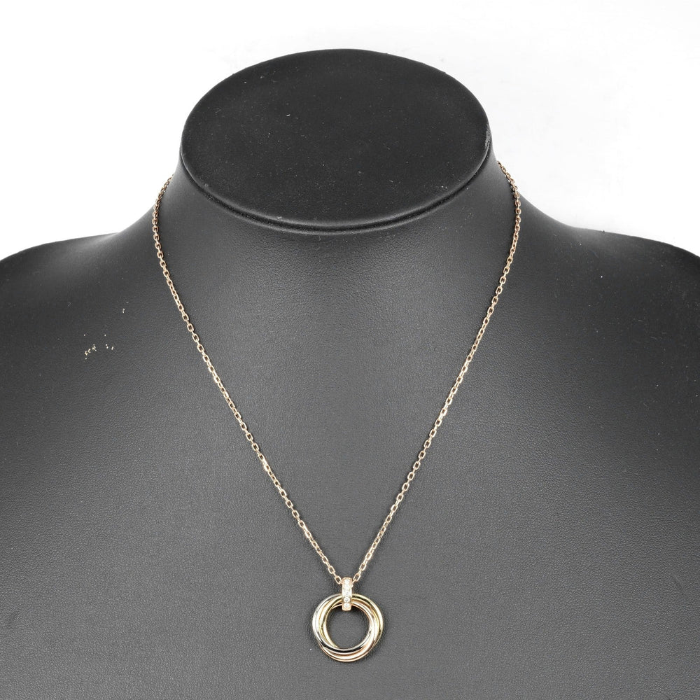CARTIER Necklace K18 Gold (YGxPGxWG), Diamond, Three Color gold Trinity Women Used Authentic