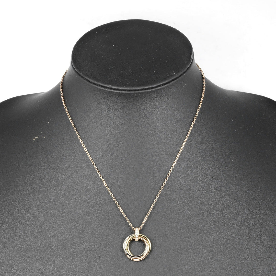 CARTIER Necklace K18 Gold (YGxPGxWG), Diamond, Three Color gold Trinity Women Used Authentic