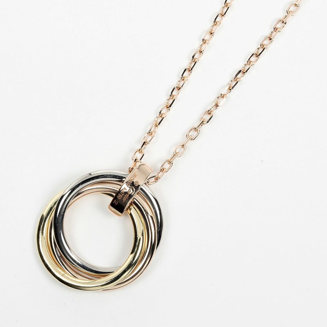 CARTIER Necklace K18 Gold (YGxPGxWG), Diamond, Three Color gold Trinity Women Used Authentic