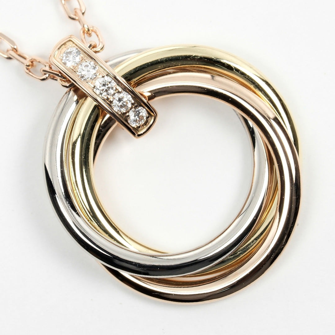 CARTIER Necklace K18 Gold (YGxPGxWG), Diamond, Three Color gold Trinity Women Used Authentic