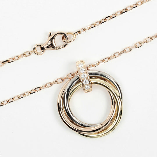 CARTIER Necklace K18 Gold (YGxPGxWG), Diamond, Three Color gold Trinity Women Used Authentic