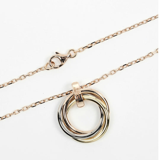 CARTIER Necklace K18 Gold (YGxPGxWG), Diamond, Three Color gold Trinity Women Used Authentic