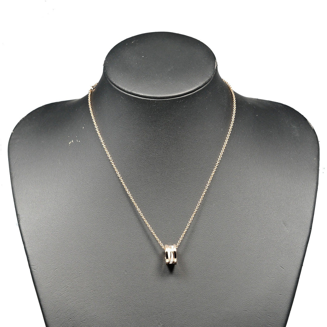 BVLGARI Necklace K18 pink gold, ceramic gold Be zero one B.ZERO1 Design Legend Women Used Authentic