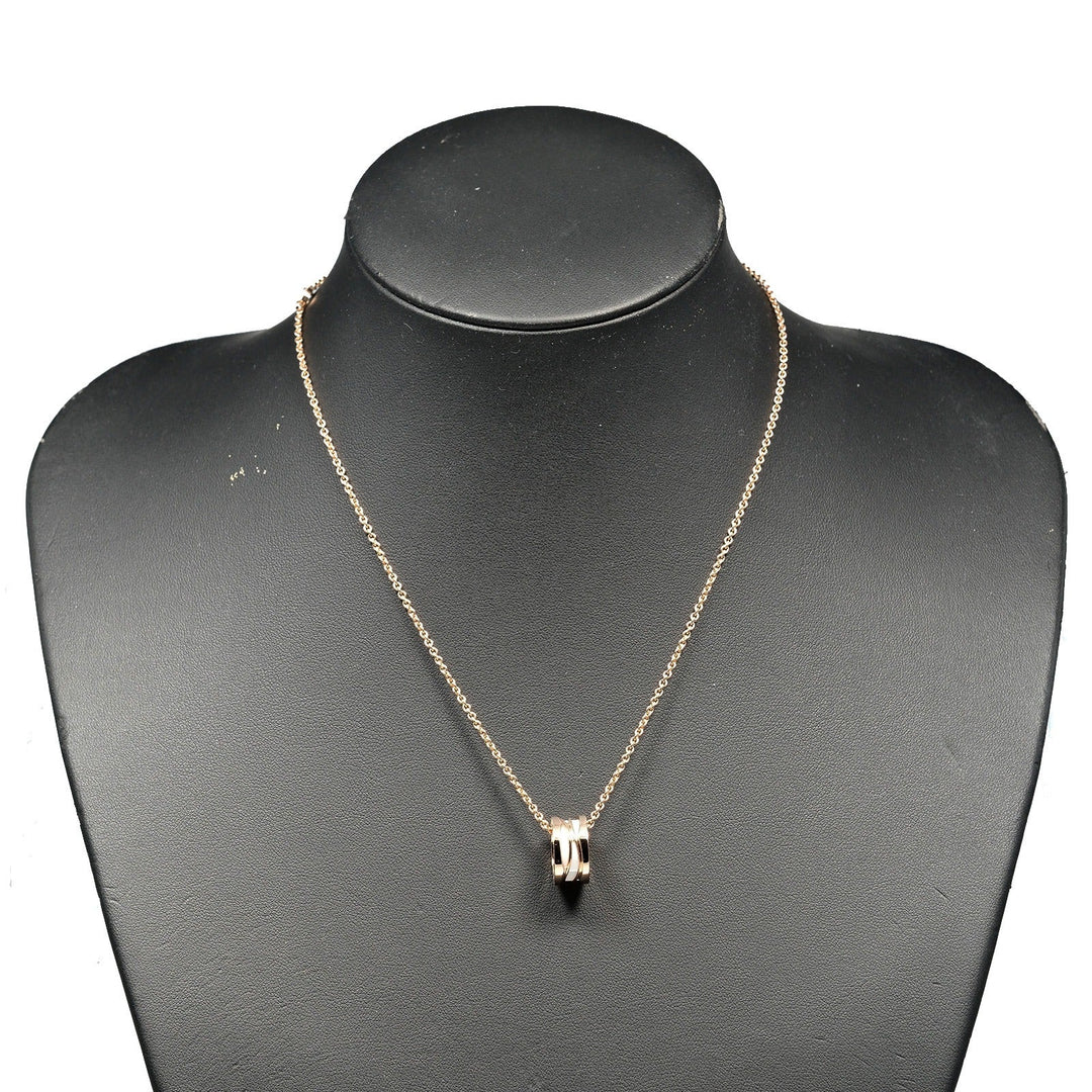 BVLGARI Necklace K18 pink gold, ceramic gold Be zero one B.ZERO1 Design Legend Women Used Authentic