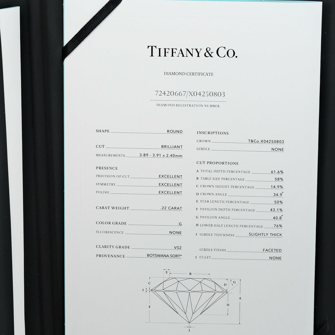 TIFFANY&Co. Necklace 0.22ct VS2/G/3EX K18 Yellow Gold, Diamond gold By the yard Women Used Authentic