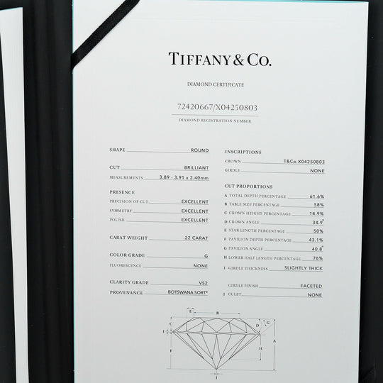 TIFFANY&Co. Necklace 0.22ct VS2/G/3EX K18 Yellow Gold, Diamond gold By the yard Women Used Authentic