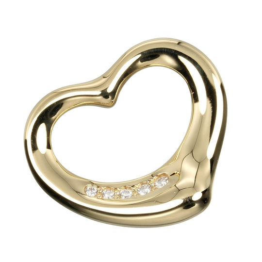 TIFFANY&Co. Pendant top K18 Yellow Gold, Diamond gold Open heart Women Used Authentic