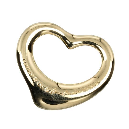 TIFFANY&Co. Pendant top K18 Yellow Gold, Diamond gold Open heart Women Used Authentic