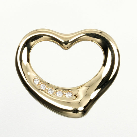 TIFFANY&Co. Pendant top K18 Yellow Gold, Diamond gold Open heart Women Used Authentic