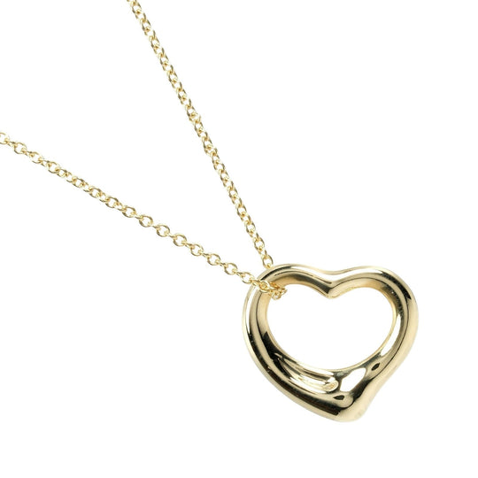 TIFFANY&Co. Necklace K18 yellow gold gold 0.6" model Open heart Women Used Authentic