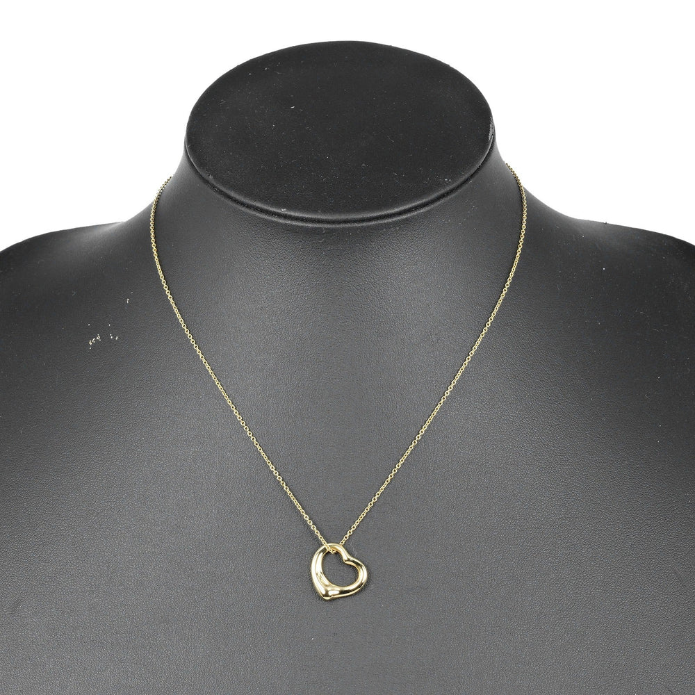 TIFFANY&Co. Necklace K18 yellow gold gold 0.6" model Open heart Women Used Authentic