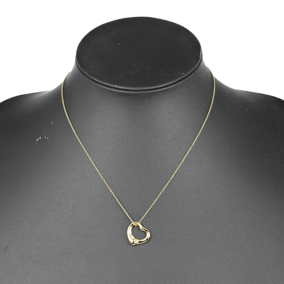 TIFFANY&Co. Necklace K18 yellow gold gold 0.6" model Open heart Women Used Authentic