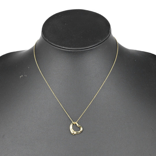 TIFFANY&Co. Necklace K18 yellow gold gold 0.6" model Open heart Women Used Authentic