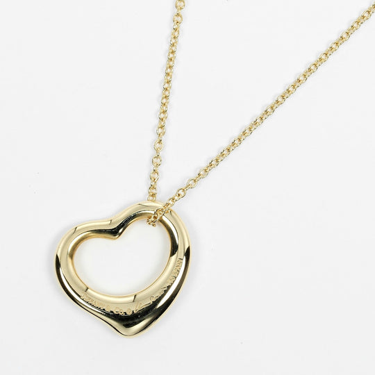 TIFFANY&Co. Necklace K18 yellow gold gold 0.6" model Open heart Women Used Authentic