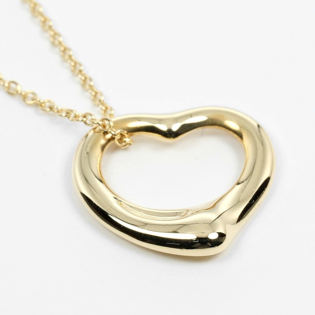 TIFFANY&Co. Necklace K18 yellow gold gold 0.6" model Open heart Women Used Authentic