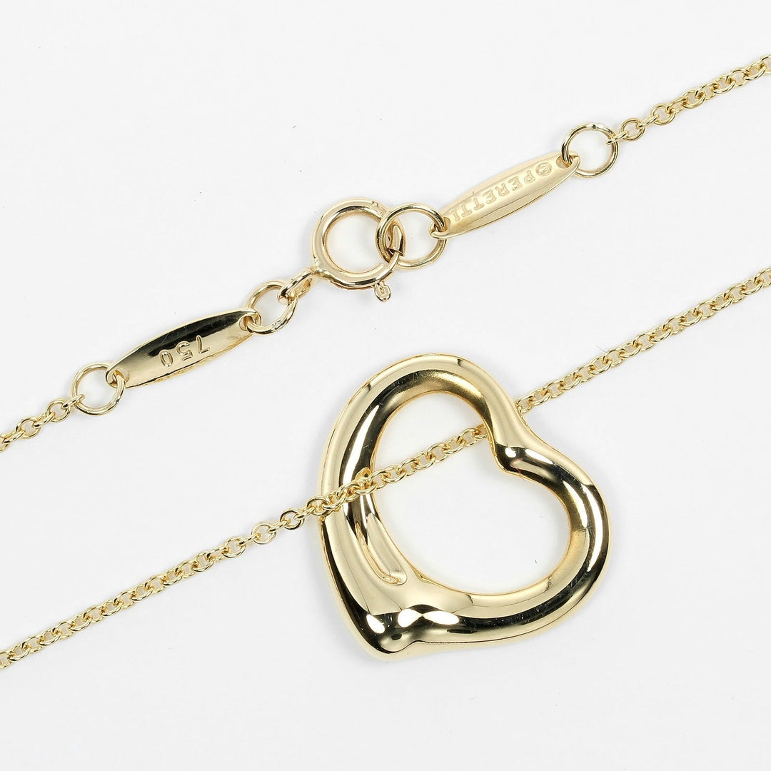 TIFFANY&Co. Necklace K18 yellow gold gold 0.6" model Open heart Women Used Authentic