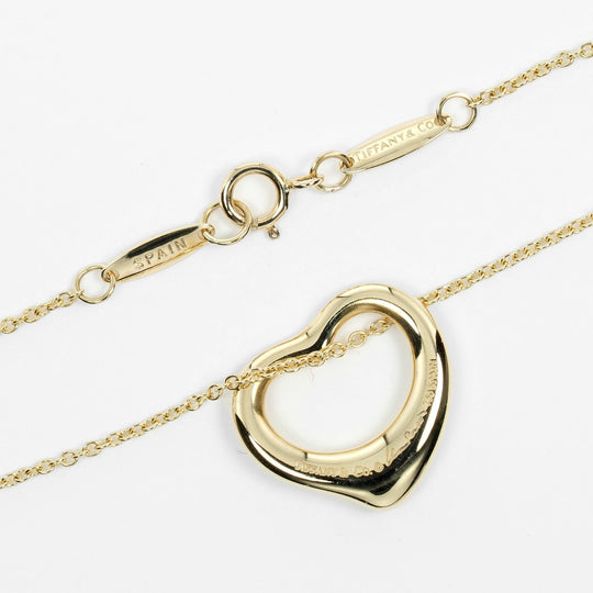 TIFFANY&Co. Necklace K18 yellow gold gold 0.6" model Open heart Women Used Authentic